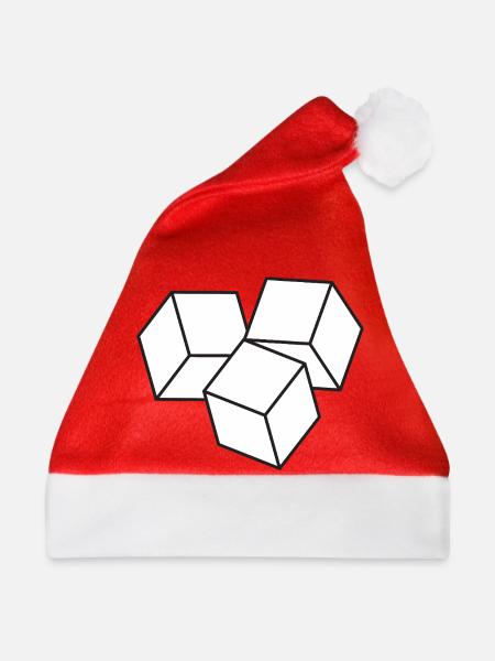 Isometrische Würfelgeometrie - Weihnachtsmütze - Rot