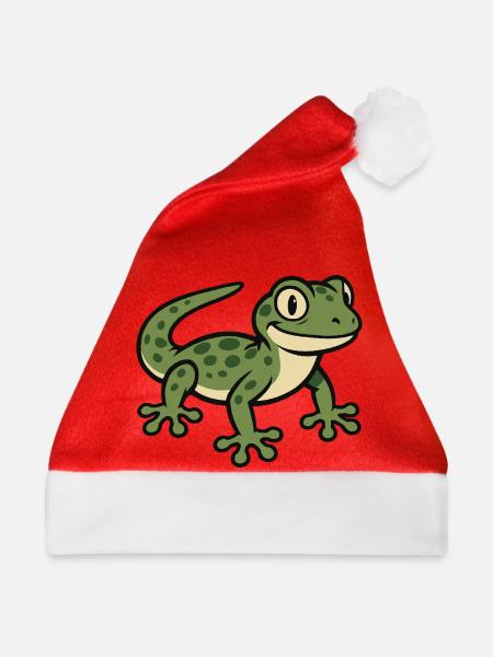Grüner Gecko - Weihnachtsmütze - Rot
