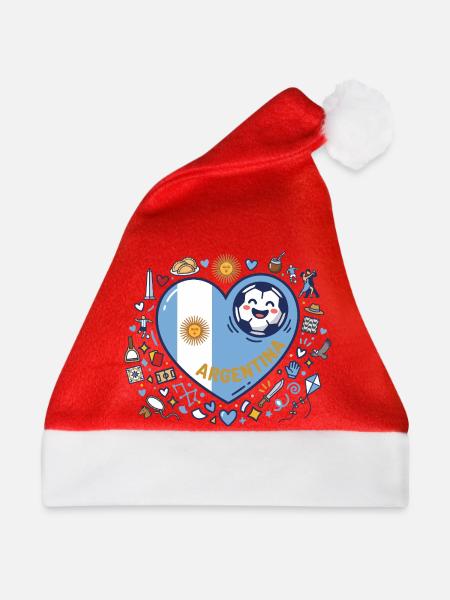 Herzflagge Argentinien Illustration - Weihnachtsmütze - Rot