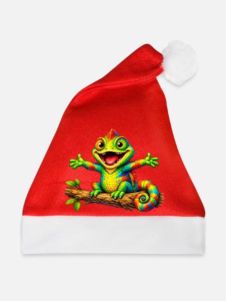 Lustiges Chamäleon - Weihnachtsmütze - Rot