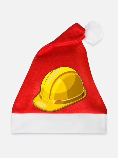 Gelber Schutzhelm - Weihnachtsmütze - Rot