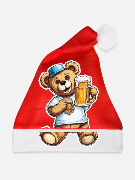 Teddybär / Kuscheltier / Stofftier / Geschenkidee - Weihnachtsmütze - Rot