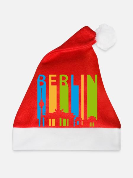 Berliner Schiftzug mit Silhouette - Weihnachtsmütze - Rot