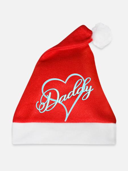 Daddy mit Herz Junge blau - Weihnachtsmütze - Rot