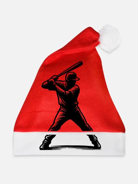 Baseball Spieler mit Baseballschläger - Weihnachtsmütze - Rot