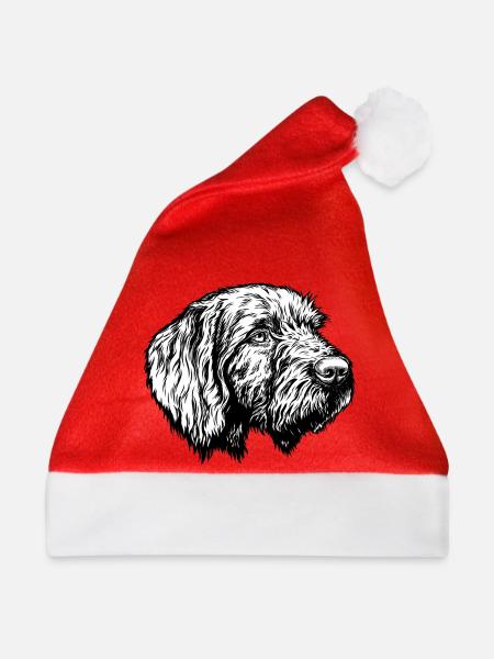 Pudelpointer Portrait - Weihnachtsmütze - Rot