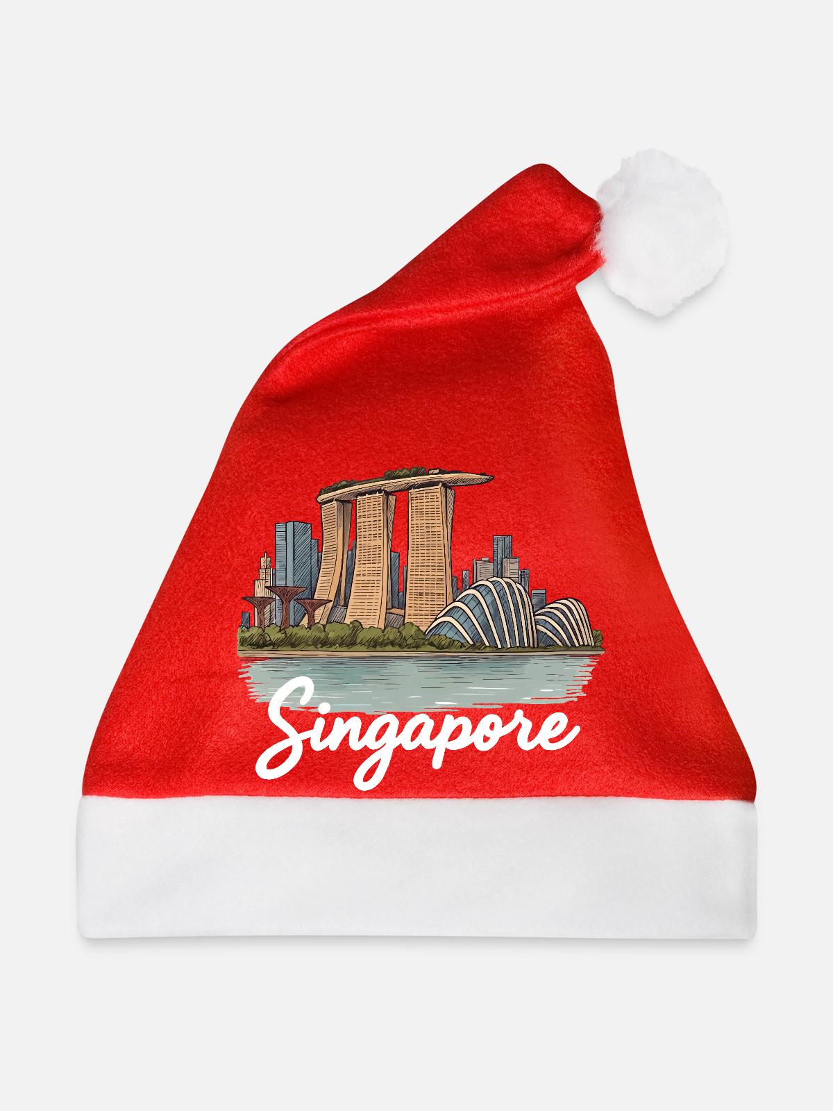 Singapur - Weihnachtsmütze - Rot - Vorne