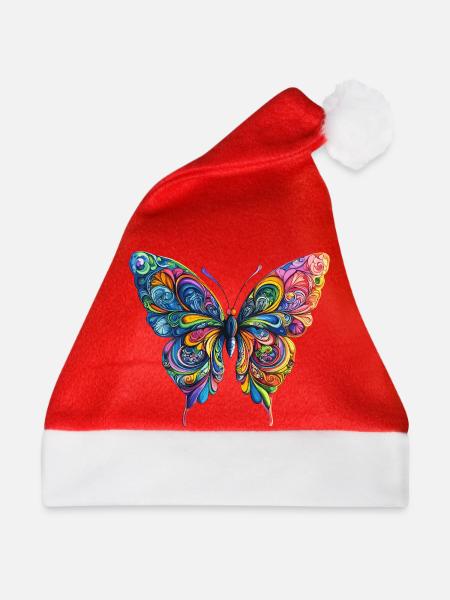 Bunter Farbenschmetterling - Weihnachtsmütze - Rot
