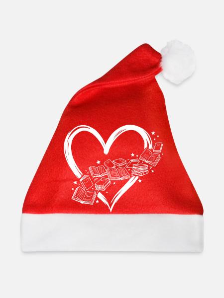 Bücherherz-Skizze - Weihnachtsmütze - Rot - Vorne