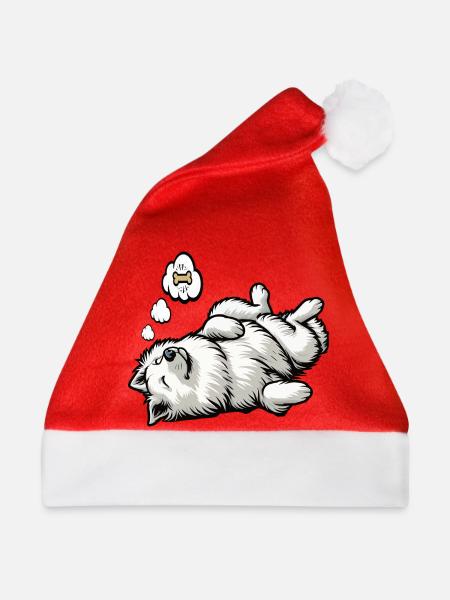 Weißer Schäferhund Schäferhund Schäferhunde - Weihnachtsmütze - Rot