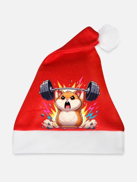 Kraft Hamster Gewichtheben - Weihnachtsmütze - Rot