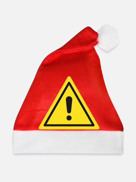 Warn-Dreieck-Warnsymbol - Weihnachtsmütze - Rot