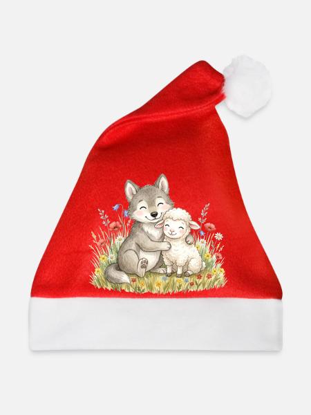 Wolf und Schaf Freundschaft - Weihnachtsmütze - Rot