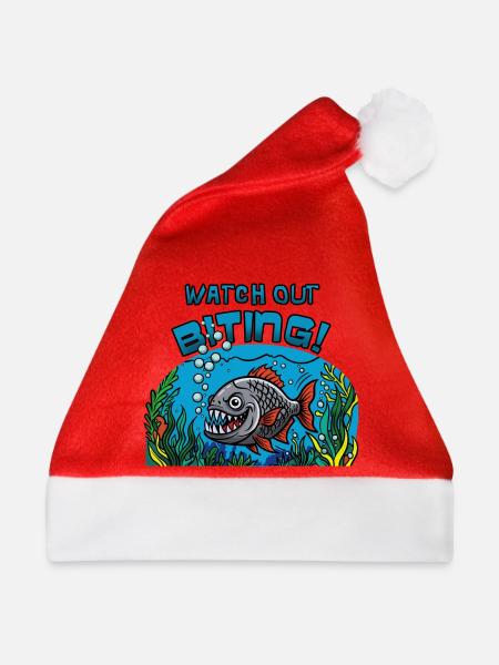 Watch Out Biting: Piranha - Weihnachtsmütze - Rot