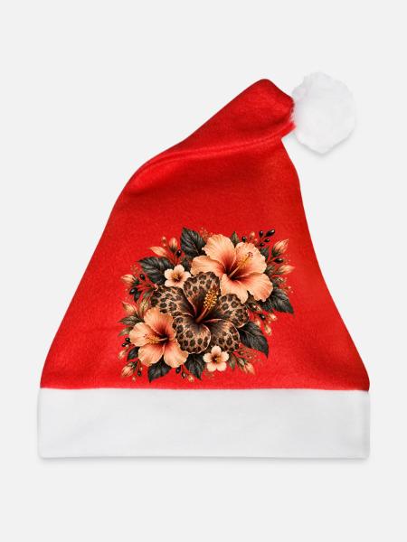 Leopardblüten Tropenbouquet - Weihnachtsmütze - Rot