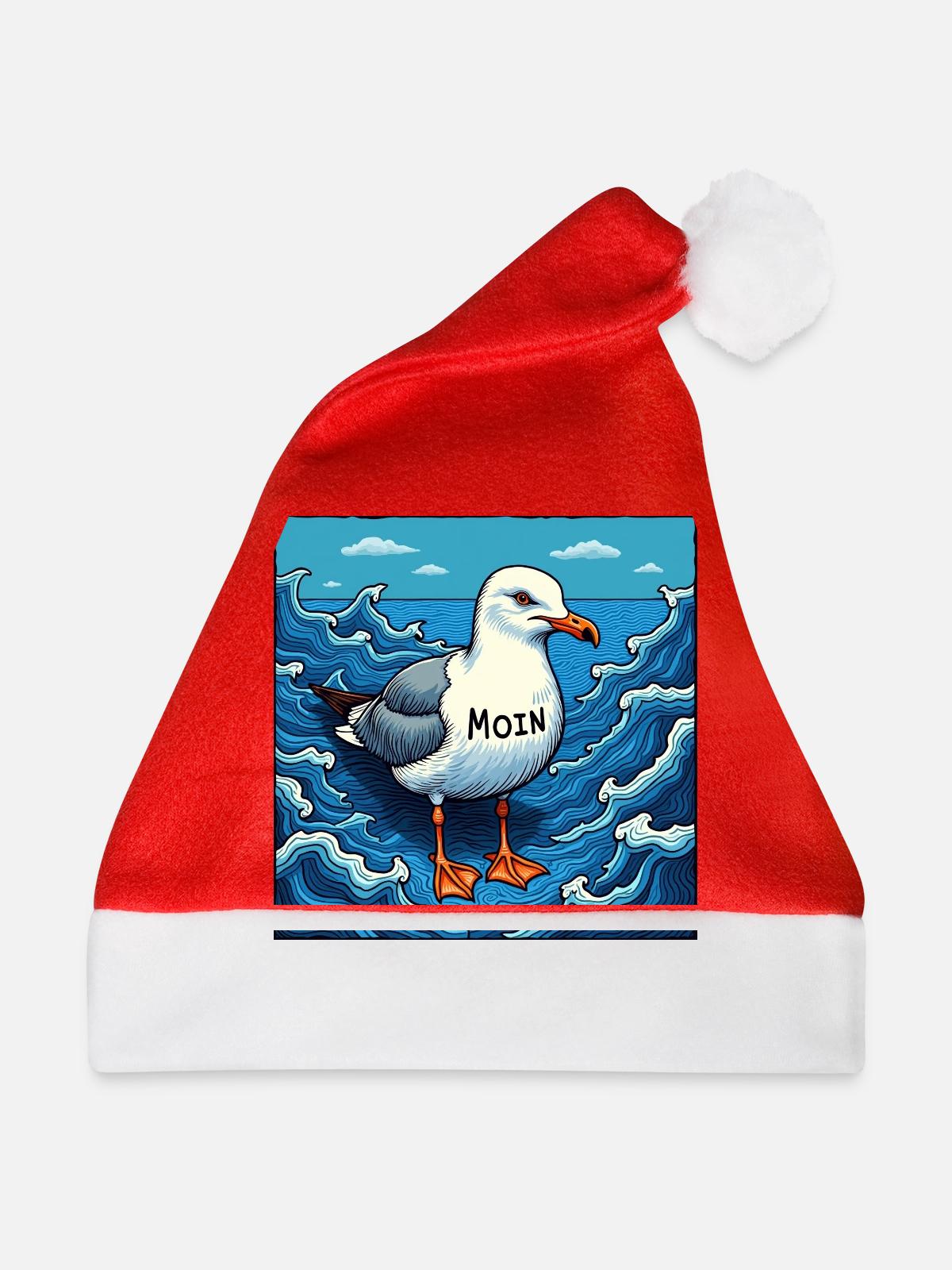 Einsame Möwe - Weihnachtsmütze - Rot - Vorne