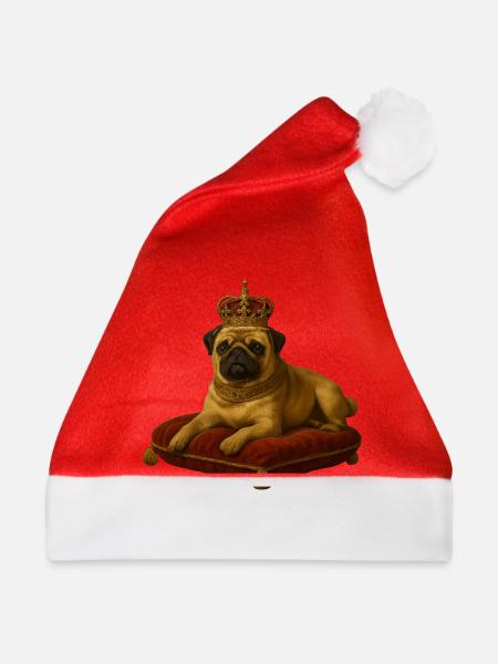 Mops der König - Weihnachtsmütze - Rot