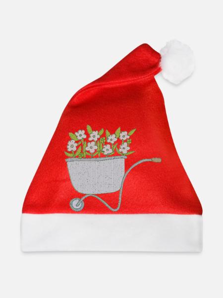 schubkarren blumen - Weihnachtsmütze - Rot