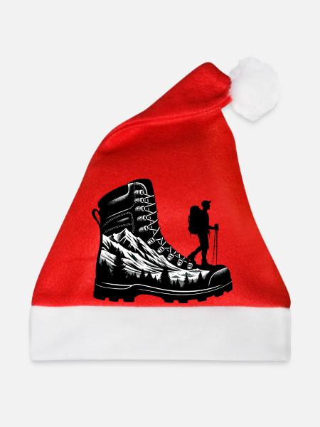 Drawing Hiker Bergwanderschuh - Weihnachtsmütze - Rot