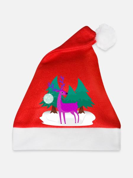 Weihnachtshirsch - Weihnachtsmütze - Rot