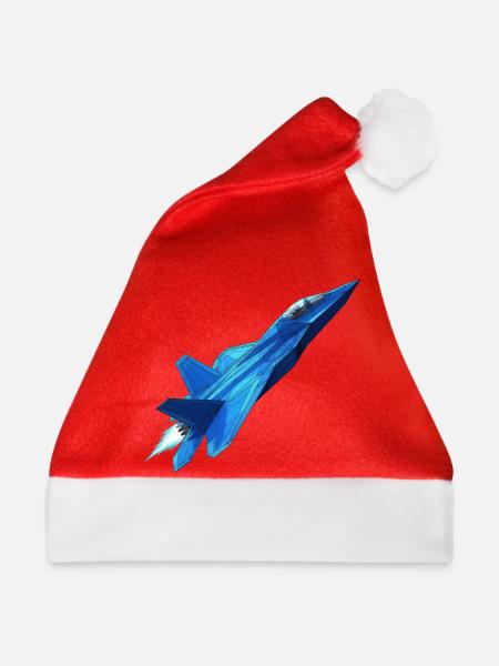 Blauer Geometrie Düsenjet - Weihnachtsmütze - Rot