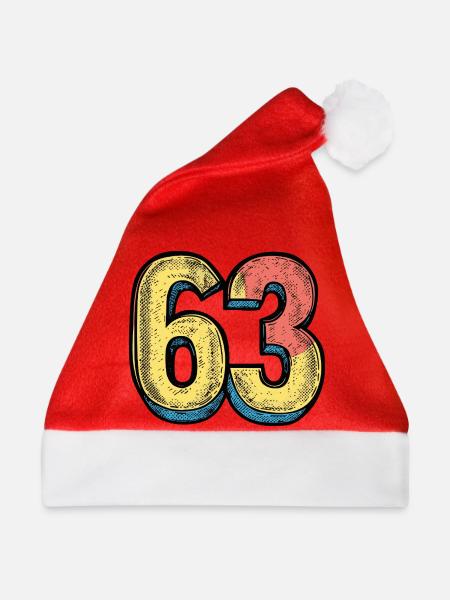 63 Zahl Bunt - Weihnachtsmütze - Rot