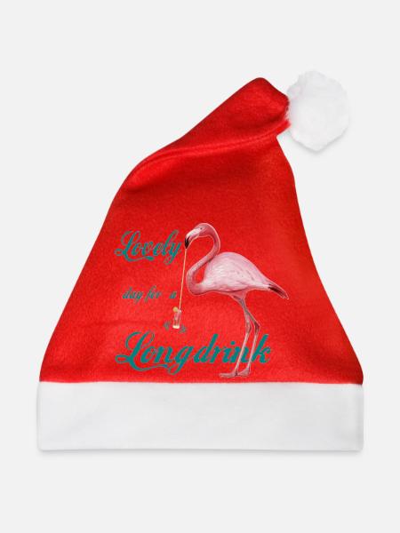 Flamingo mit Longdrink Retro - Weihnachtsmütze - Rot