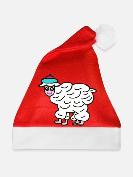 Kinder Schaf Schafe Lamm lustig  - Weihnachtsmütze - Rot