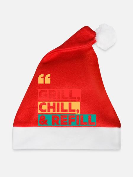 Grillen, Kühlen und Nachfüllen - Weihnachtsmütze - Rot