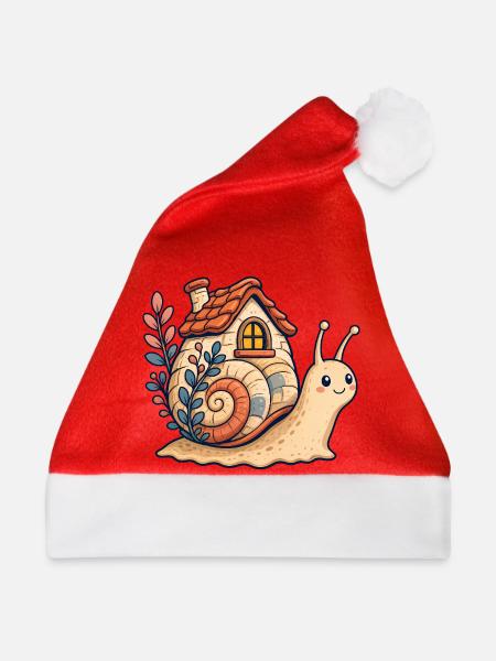 Schneckenhaus Illustration - Weihnachtsmütze - Rot
