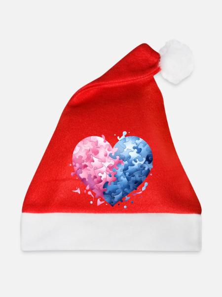 Harmonie-Herz Puzzle - Weihnachtsmütze - Rot