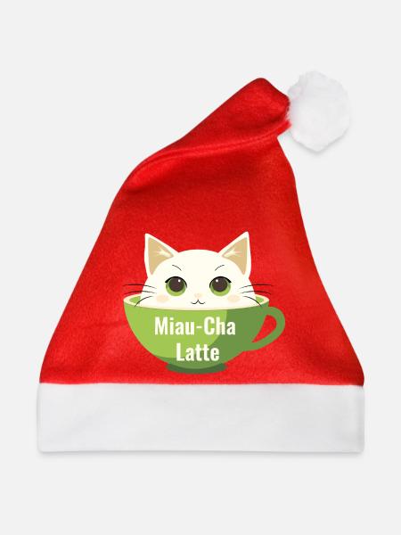 Miau-Cha Latte - Weihnachtsmütze - Rot - Vorne