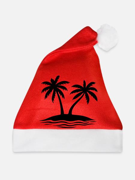 Palmen Strand Insel - Weihnachtsmütze - Rot