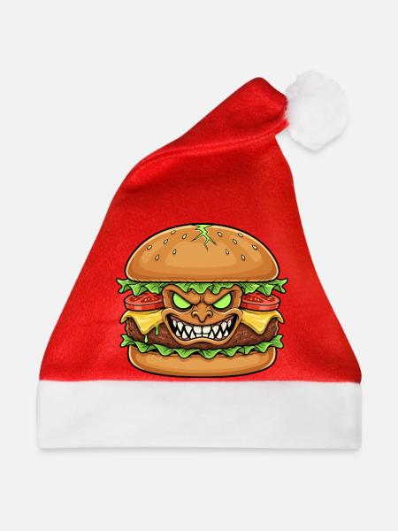 Grimmiger Burgerdämon Cartoon - Weihnachtsmütze - Rot