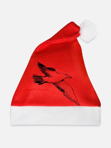 Fliegende Möwe – Illustration - Weihnachtsmütze - Rot