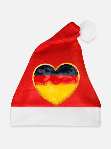Deutsche Flagge Herz Design - Weihnachtsmütze - Rot