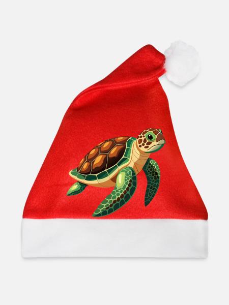 Meeresschildkröte - Weihnachtsmütze - Rot
