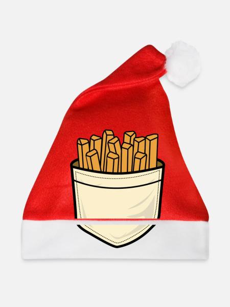 Brusttaschen Pommes - Weihnachtsmütze - Rot