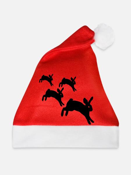 Springen Kaninchen - Weihnachtsmütze - Rot