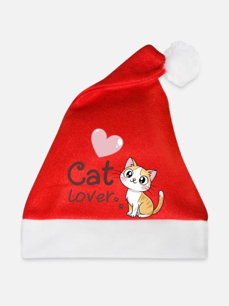 Lustiges Kätzchen-Rosa-Herz-Design - Weihnachtsmütze - Rot