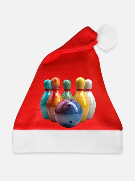 Bunte Bowlingszene Muster - Weihnachtsmütze - Rot