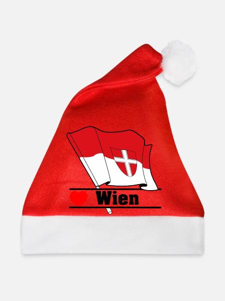 Wiener Flagge mit Herz - Weihnachtsmütze - Rot