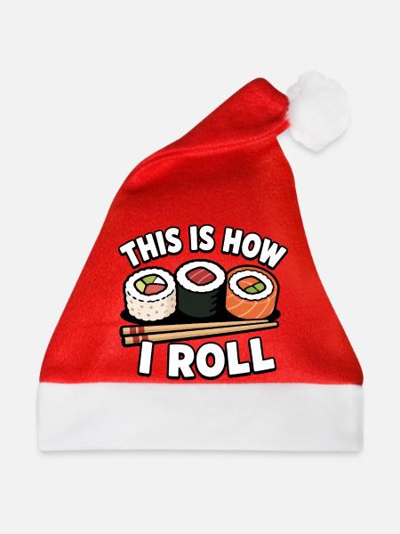 So rolle ich japanische Sashimi-Rollen - Weihnachtsmütze - Rot