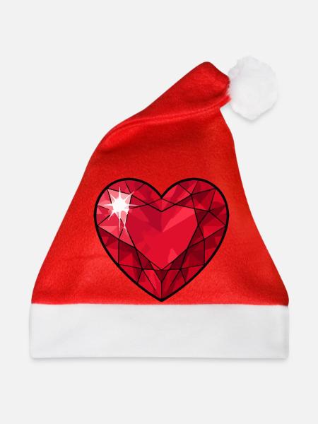 Rubin Kristallherz - Weihnachtsmütze - Rot