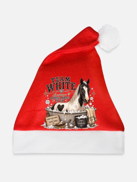 Team Weiß – Pferdebadeclub - Weihnachtsmütze - Rot - Vorne