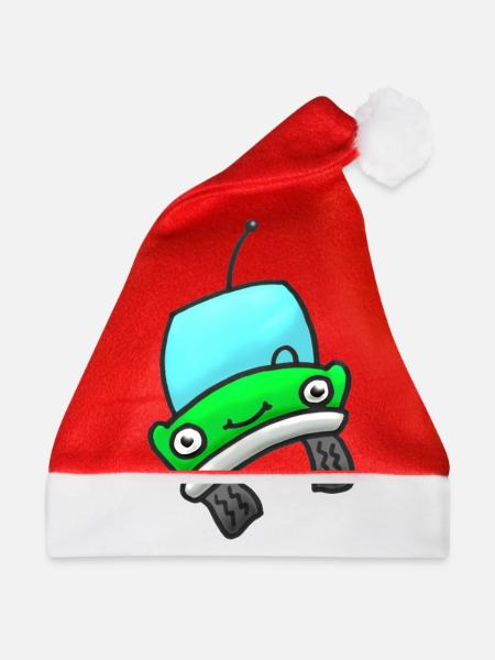 Auto grün - Weihnachtsmütze - Rot