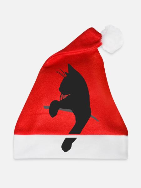 Witzige Katze in Tasche - Weihnachtsmütze - Rot