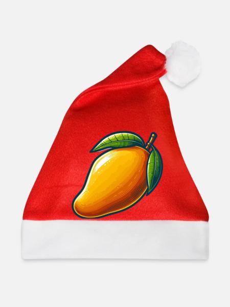 Mango, exotische Früchte - Weihnachtsmütze - Rot