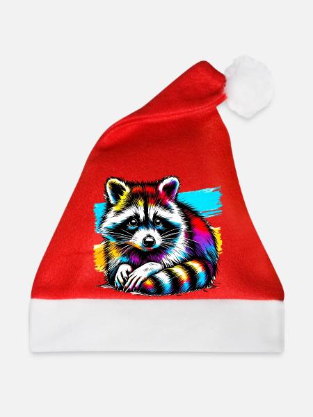 Waschbär - Weihnachtsmütze - Rot