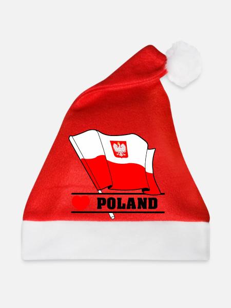 Polnische Flagge mit Herz - Weihnachtsmütze - Rot